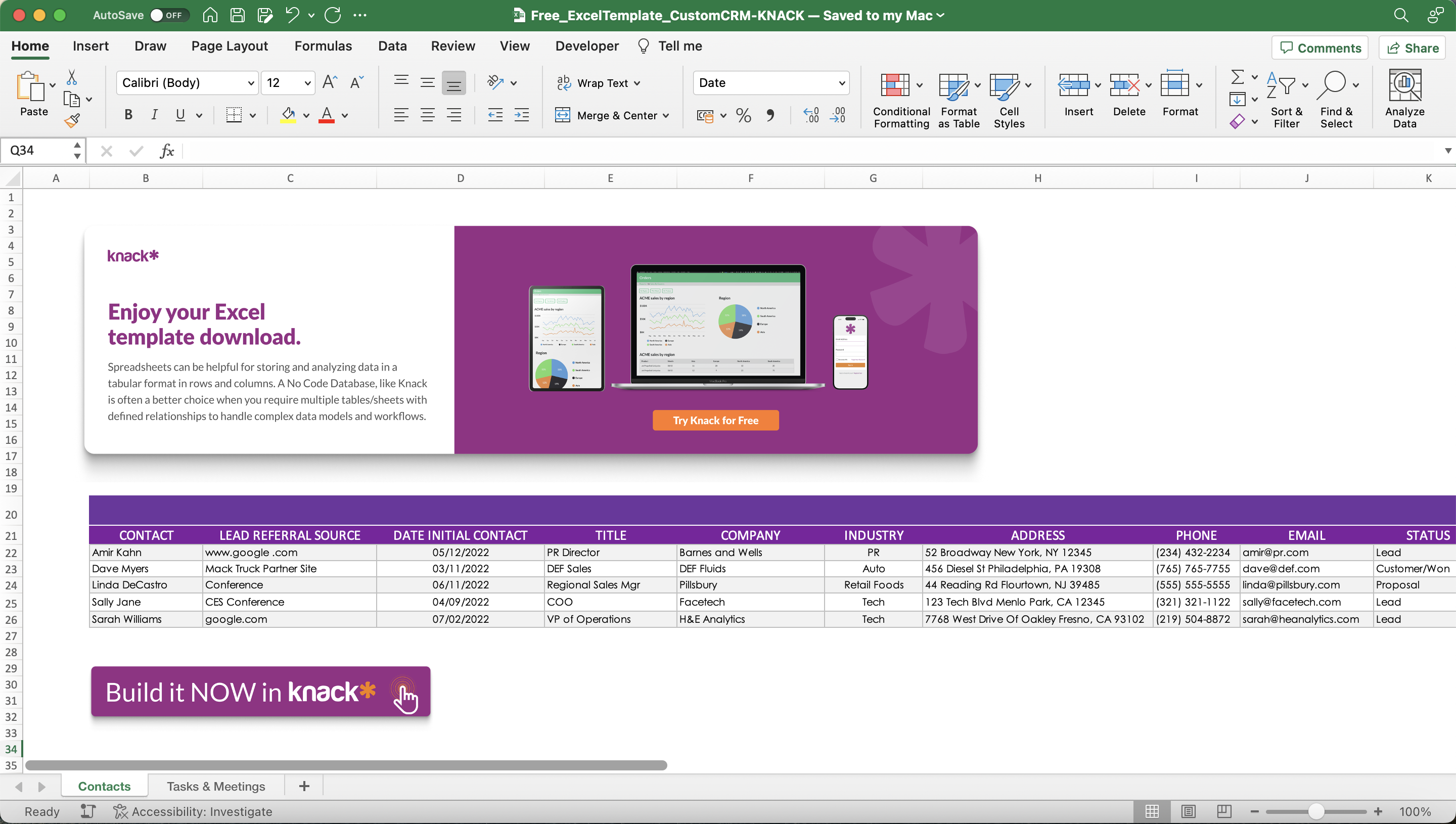 Free Custom CRM Excel Spreadsheet Template
